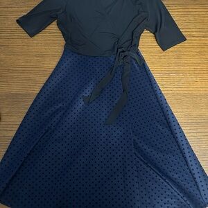 Monteau Black and Navy Long Sleeve Dress